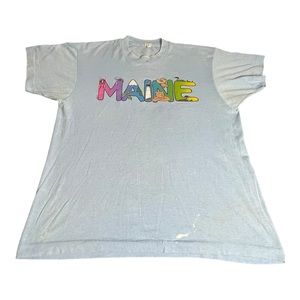 Vintage 1987 Maine T-Shirt Size Medium Blue Single Stitch BH